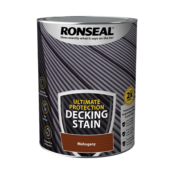 Ronseal Ultimate Protection Decking Stain 5 Litres - Rich Mahogany - Ronseal