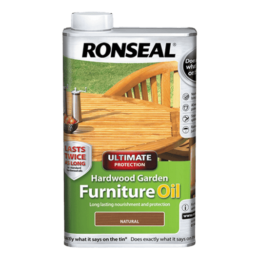 Ronseal Ultimate Protection Hardwood Garden Furniture Oil - Natural Clear - 500ml - Ronseal