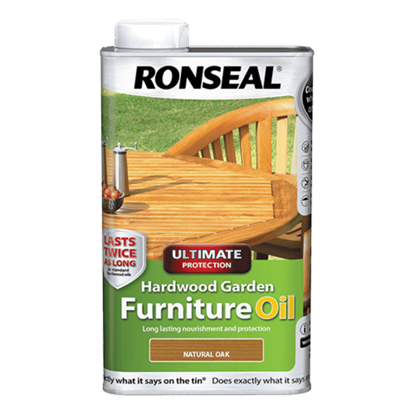 Ronseal Ultimate Protection Hardwood Garden Furniture Oil 1 Litre - Natural Oak - Ronseal
