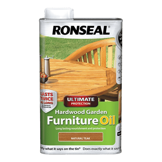 Ronseal Ultimate Protection Hardwood Garden Furniture Oil 1 Litre - Natural Teak - Ronseal