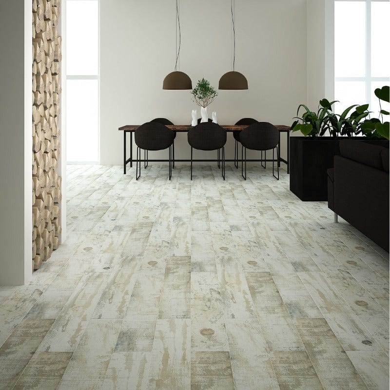 Roof Whitewashed Wood Effect 900mm x 150mm - Matt White - Rino Tiles