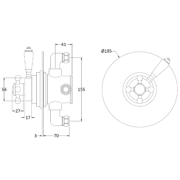 Round Dual Thermostatic Concealed Valve - Bayswater Bathrooms