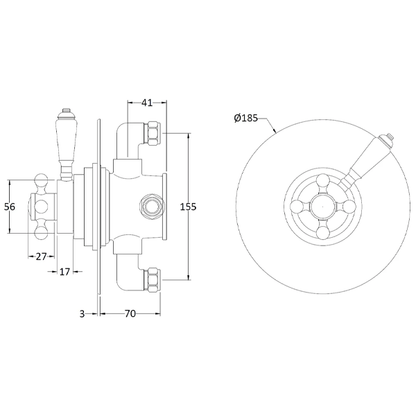 Round Dual Thermostatic Concealed Valve - Bayswater Bathrooms