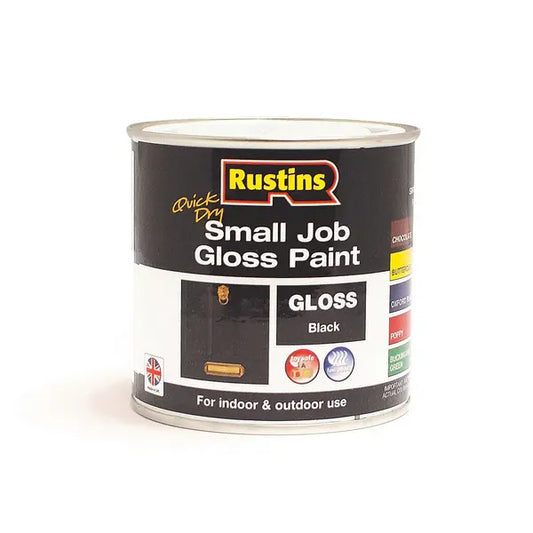 Rustins Quick Dry Small Job Gloss Paint - Black x 250ml - Rustins