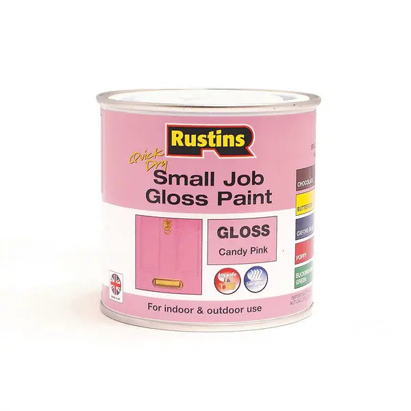 Rustins Quick Dry Small Job Gloss Paint - Candy Pink x 250ml - Rustins
