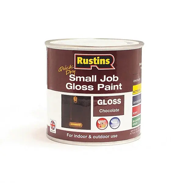Rustins Quick Dry Small Job Gloss Paint - Chocolate x 250ml - Rustins
