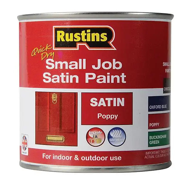 Rustins Quick Dry Small Job Satin Paint - Poppy x 250ml - Rustins