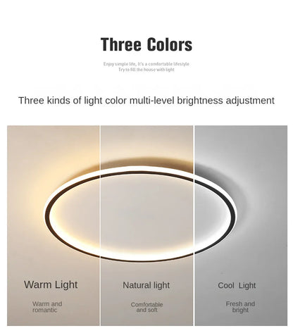 LED Ring Flush Mount Chandelier - Dimmable Ceiling Light Black/White
