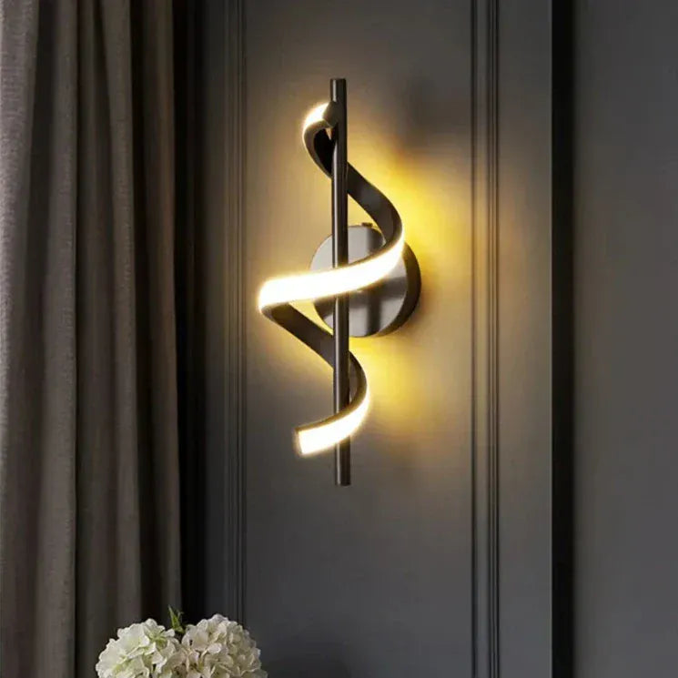 Twisted LED Wall Light - Black & Gold Options for Living Room - Light My House