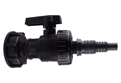 IBC 2” S60X6 Cap with Large Plastic Valve and Pond Connector 13/20/25mm Barb - Best4Trade-Retail