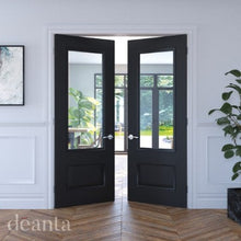 Load image into Gallery viewer, Deanta Sandringham Black Pre-Finished Glazed Internal Door - Deanta Doors
