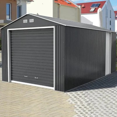 Sapphire Olympian Fronted Apex Metal Garage - All Sizes - Store More Garden Buildings