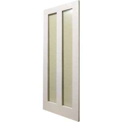 Shaker 2 Panel White Primed Glazed Internal Door - All Sizes - Doors4less