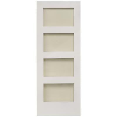 Shaker 4 Panel White Primed Glazed Internal Door - All Sizes - Doors4less
