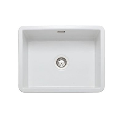 Single Bowl Inset/Undermount Fireclay White Ceramic Kitchen Sink - Ellsi