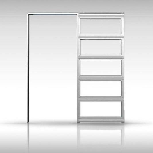 Single Door Sliding Kit + Handle & Doorjamb 125mm White Frame + Satin Chrome Hardware - All Sizes - Deanta