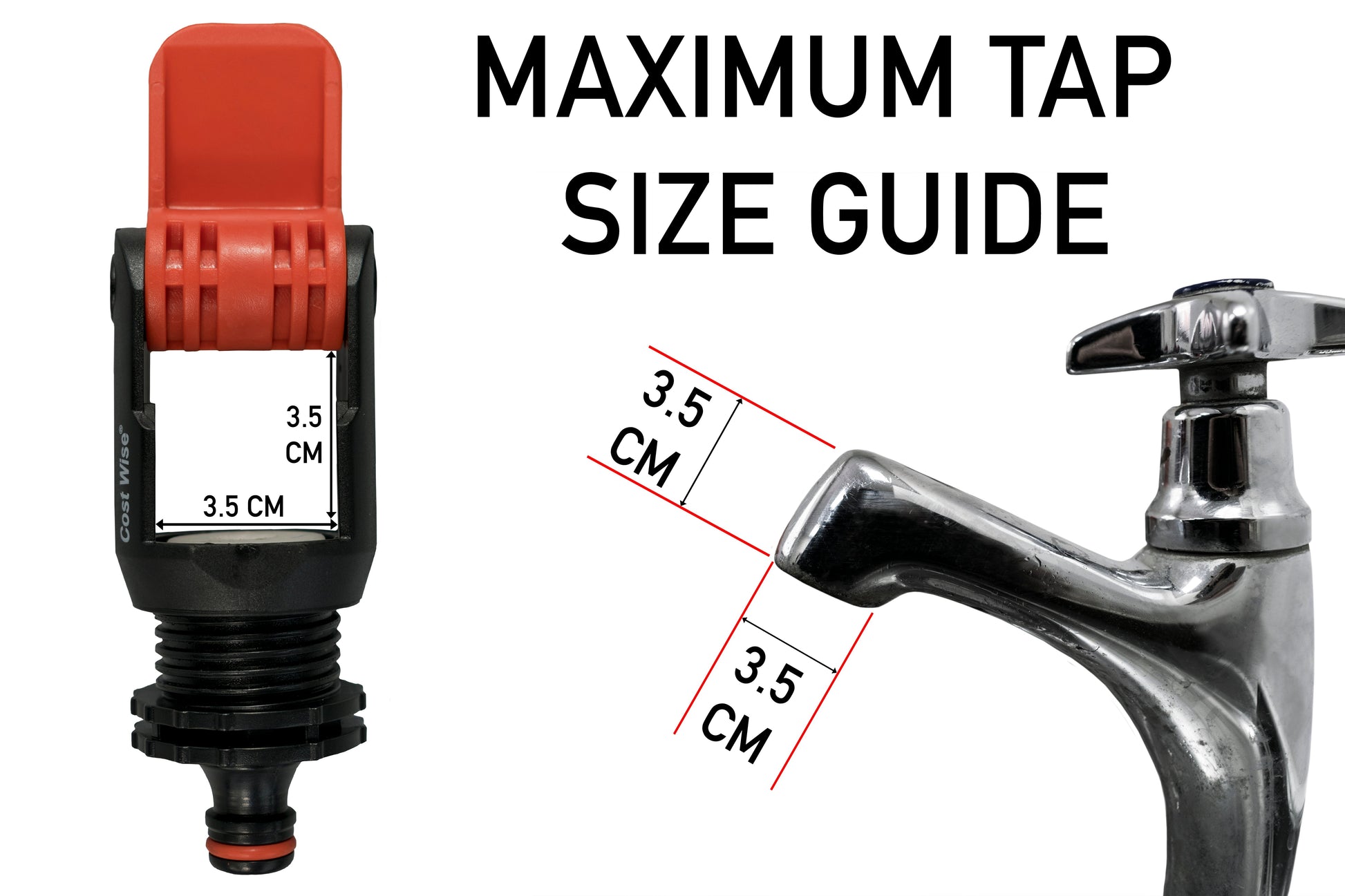 Kitchen Tap Adaptor "Non Branded" Red - Best4Trade-Retail Garden watering