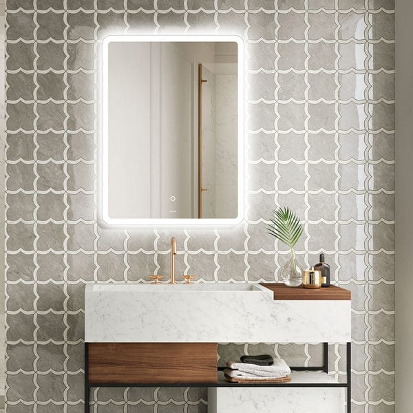 Less Reflective Mirror Aqua Sleek Rectangular LED Mirror with Demister Pad & On/Off Touch ...