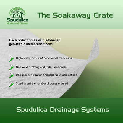 Polystorm PSM1A Soakaway Crate Kit 190L | Drainage Crate with Geotextile Membrane & Tape | Spudulica