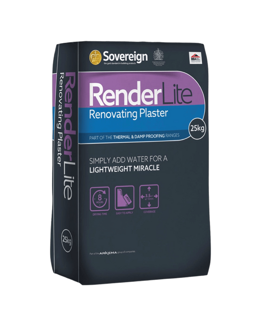 Sovereign Renderlite Renovating Plaster - Renovating Plaster for Damp-Proofing Applications - 25kg