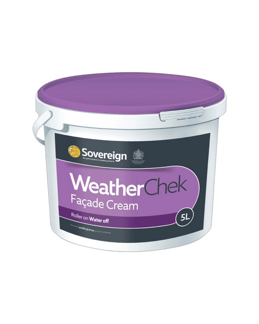 Sovereign 5L Weather-Chek Facade Cream - Long-Lasting Water Repellent for Brick, Stone & Masonry