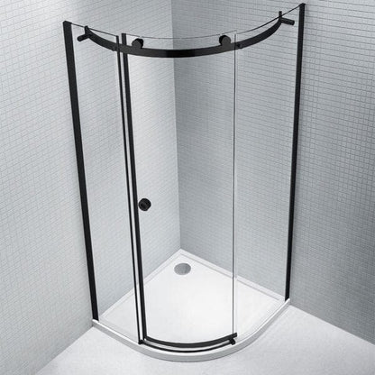 Sphere Black Framed Quadrant Shower Enclosure w/ 1 Door - 900 x 900 x 2075mm - Aquaglass Bathrooms