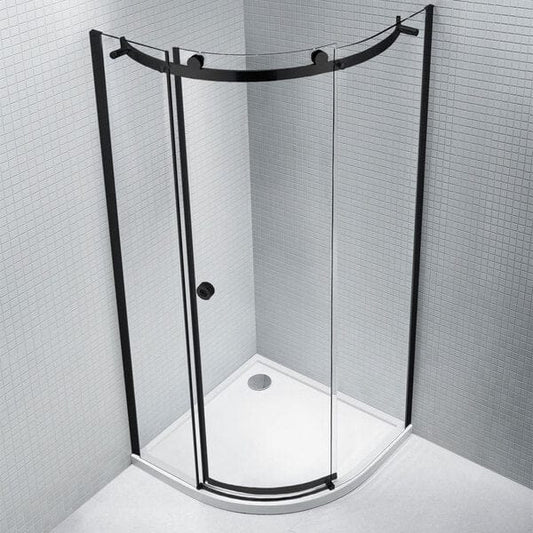 Sphere Black Framed Quadrant Shower Enclosure w/ 1 Door - 900 x 900 x 2075mm - Aquaglass Bathrooms