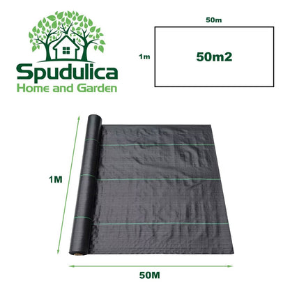 Weed Control Fabric Roll 50m² 100gsm – Heavy Duty Garden Weed Membrane