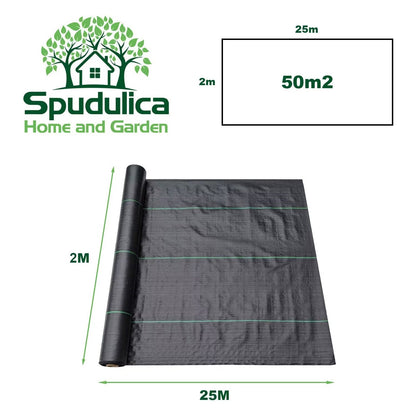 Weed Control Fabric Roll 50m² 100gsm – Heavy Duty Garden Weed Membrane