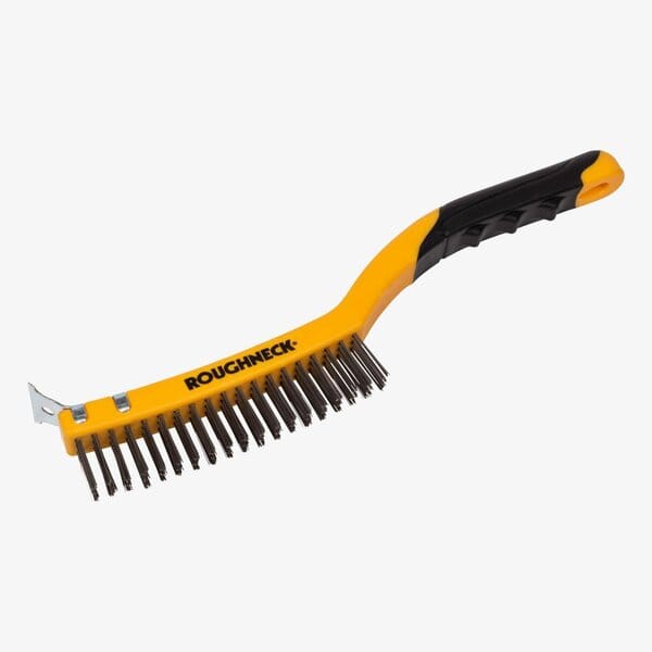 Stainless Steel Wire Brush Soft Grip with Scraper - Roughneck