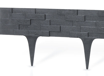 Lawn Edging, Plastic Palisade Slate Effect, 2.38m, Gray - Best4Trade-Retail Garden tools & Accesories
