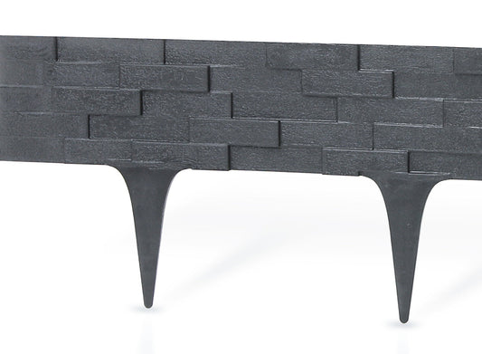 Lawn Edging, Plastic Palisade Slate Effect, 2.38m, Gray - Best4Trade-Retail Garden tools & Accesories