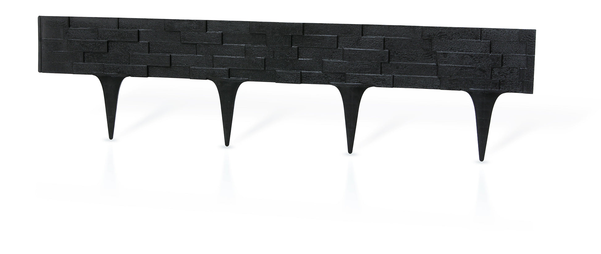Lawn Edging, Plastic Palisade Slate Effect, 2.38m, Black - Best4Trade-Retail Garden tools & Accesories