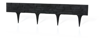 Lawn Edging, Plastic Palisade Slate Effect, 2.38m, Black - Best4Trade-Retail Garden tools & Accesories