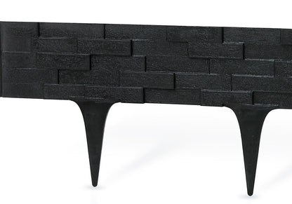 Lawn Edging, Plastic Palisade Slate Effect, 2.38m, Black - Best4Trade-Retail Garden tools & Accesories