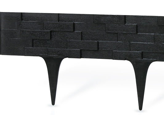 Lawn Edging, Plastic Palisade Slate Effect, 2.38m, Black - Best4Trade-Retail Garden tools & Accesories