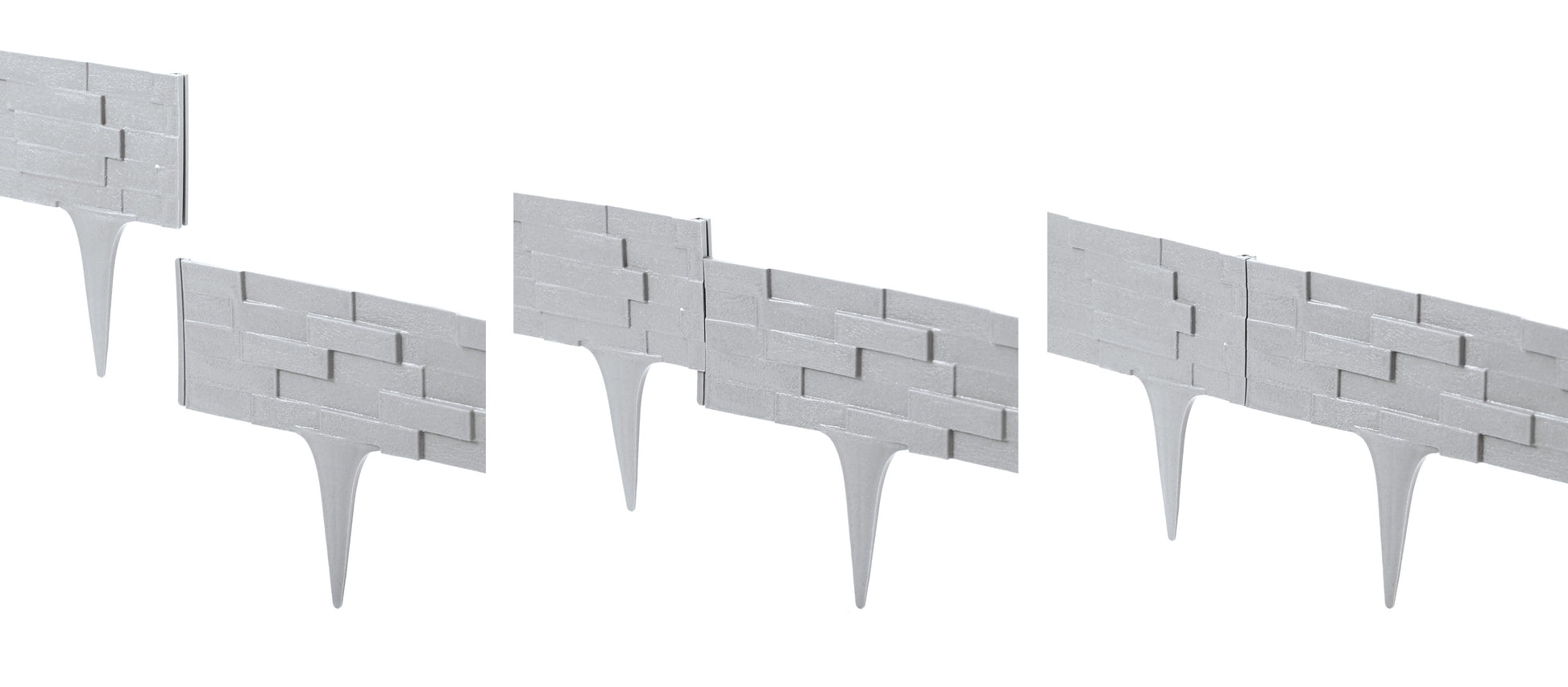 Lawn Edging, Plastic Palisade Slate Effect, 2.38m, Gray - Best4Trade-Retail Garden tools & Accesories