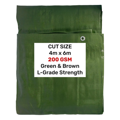 Green/Brown L-Grade Tarpaulin 4m x 6m - Best4Trade-Retail Tarpaulins