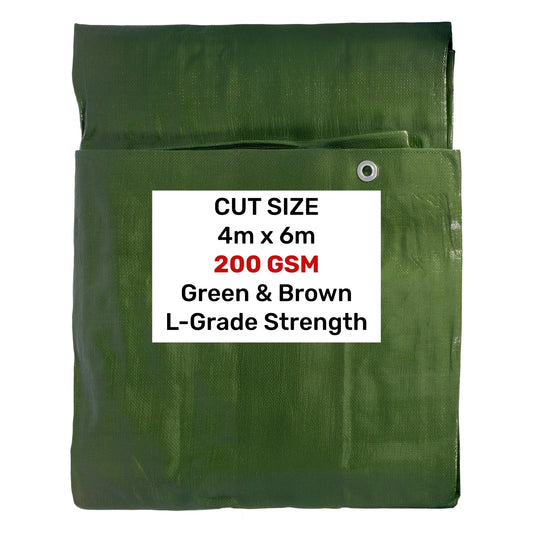 Green/Brown L-Grade Tarpaulin 4m x 6m - Best4Trade-Retail Tarpaulins
