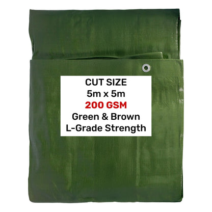 Green/Brown L-Grade Tarpaulin 5m x 5m - Best4Trade-Retail Tarpaulins