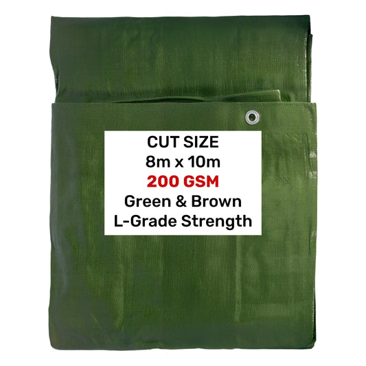Green/Brown L-Grade Tarpaulin 8m x 10m - Best4Trade-Retail Tarpaulins