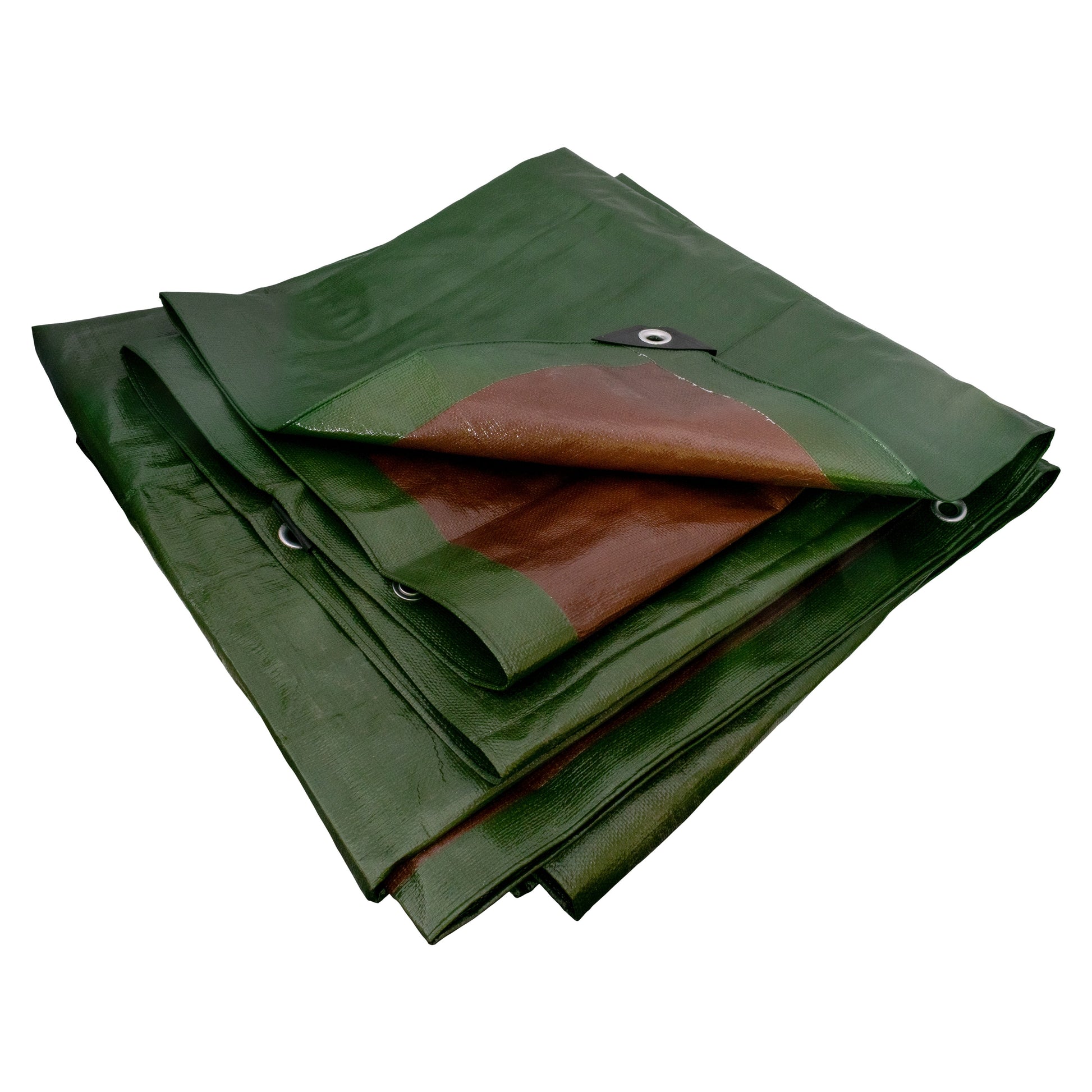 Green/Brown L-Grade Tarpaulin with 10m of 6mm Bungee Rope and 10 x Slide Type Tarp Clips - Best4Trade-Retail Tarpaulins