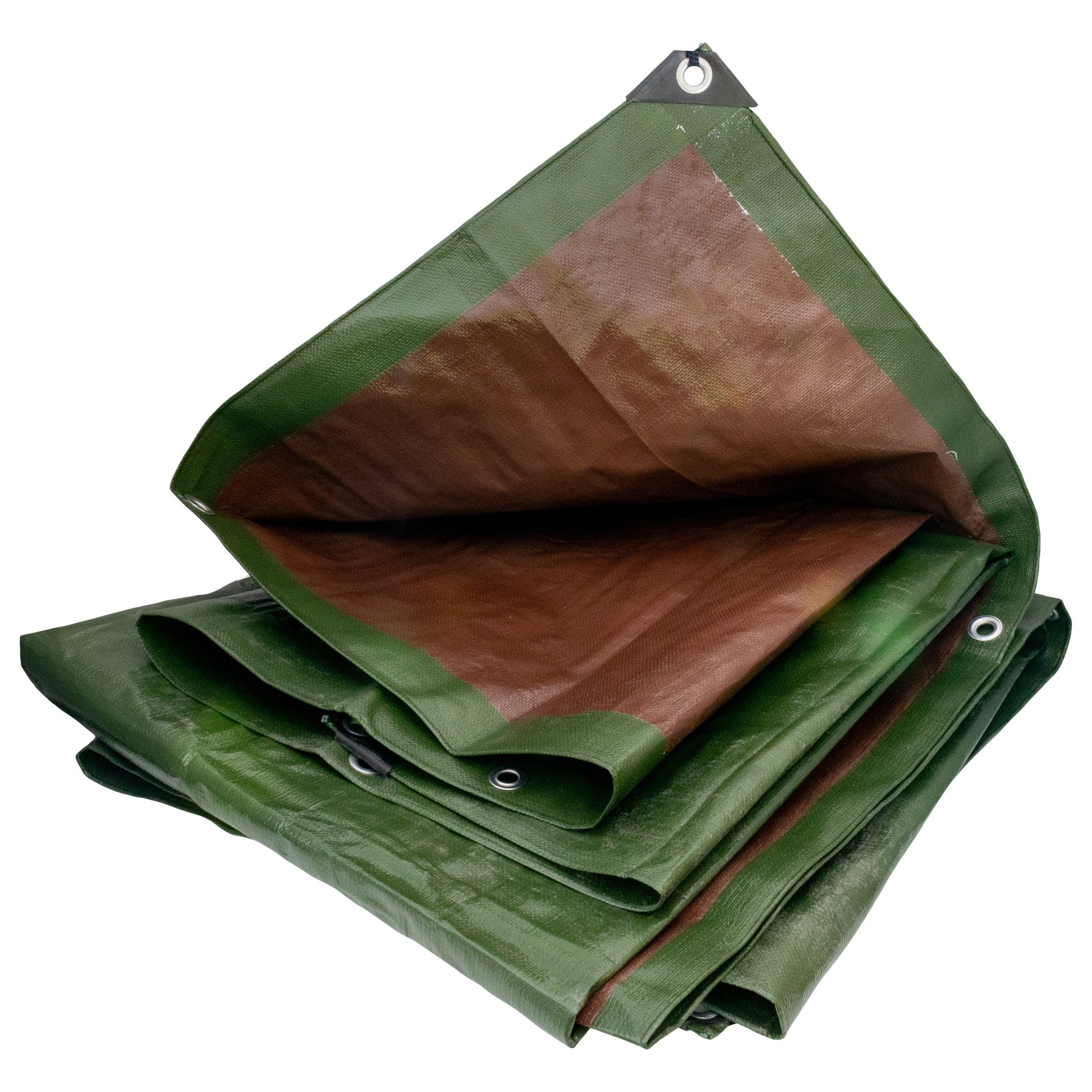 Green/Brown L-Grade Tarpaulin with 10m of 6mm Bungee Rope and 10 x Slide Type Tarp Clips - Best4Trade-Retail Tarpaulins