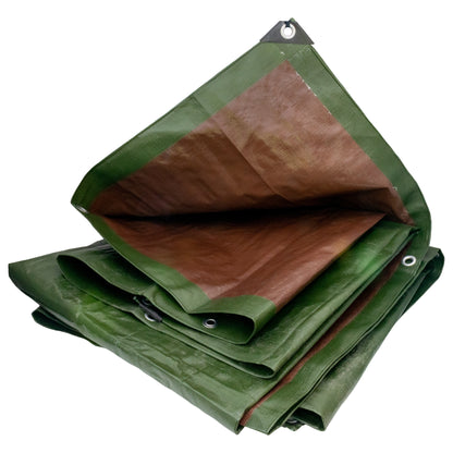 Green/Brown L-Grade Tarpaulin with 10m of 6mm Bungee Rope and 10 x Slide Type Tarp Clips - Best4Trade-Retail Tarpaulins