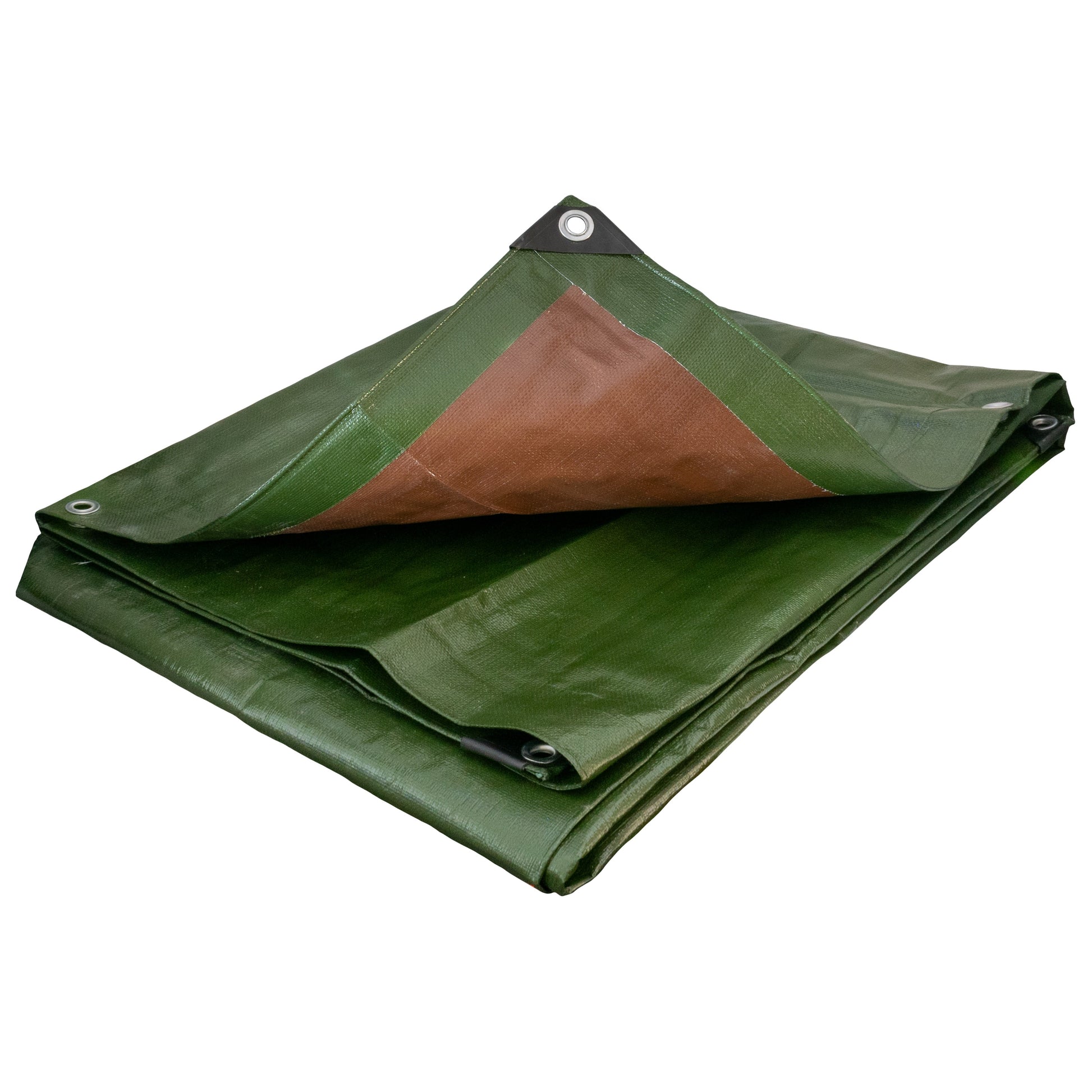 Green/Brown L-Grade Tarpaulin with 10m of 6mm Bungee Rope and 10 x Slide Type Tarp Clips - Best4Trade-Retail Tarpaulins