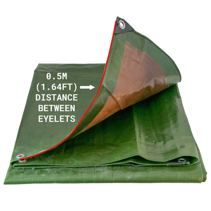 Green/Brown L-Grade Tarpaulin 4m x 4m - Best4Trade-Retail Tarpaulins