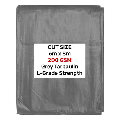 Grey L-Grade Tarpaulin 6m x 8m