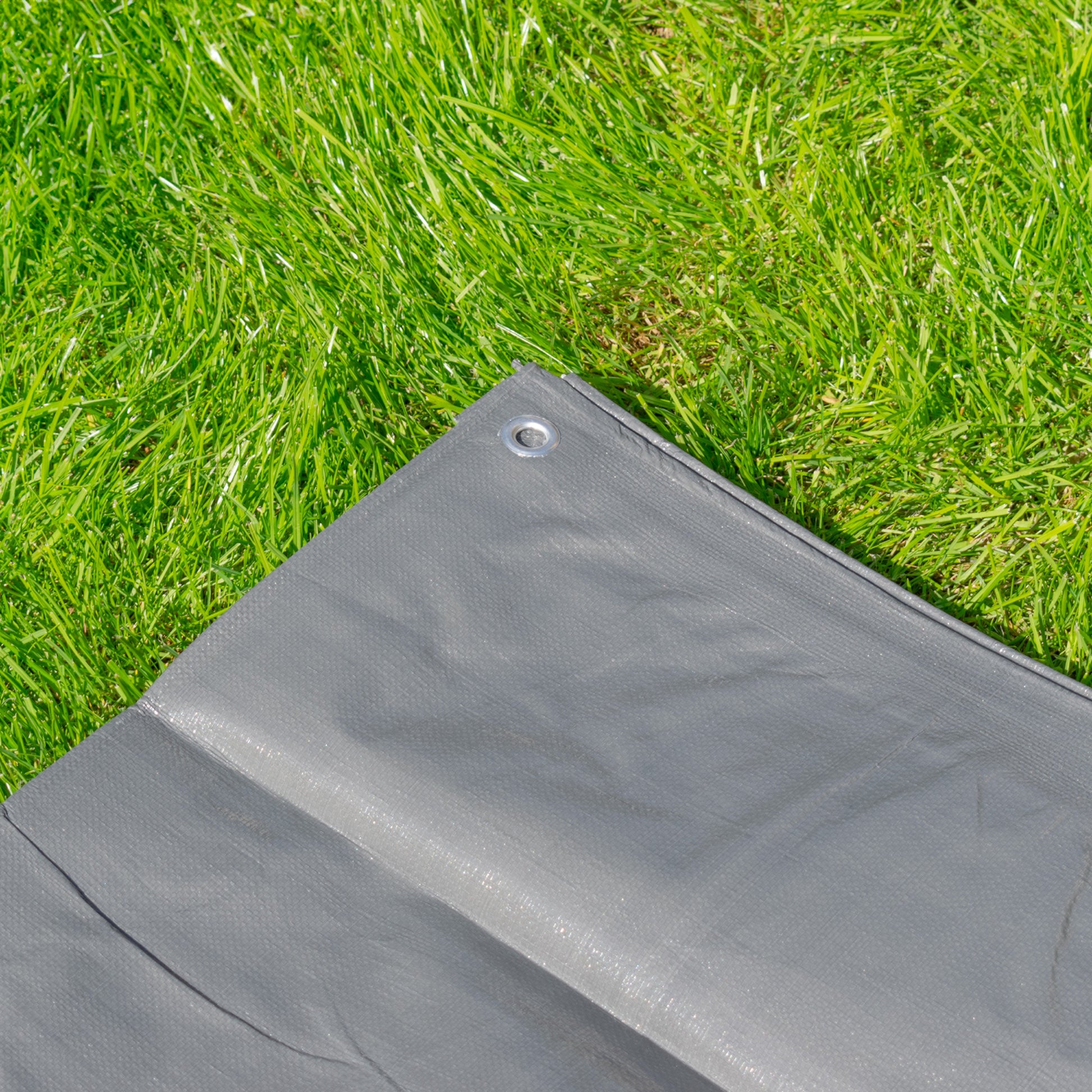 Grey L-Grade Tarpaulin with 10 x 6" Bungee Balls (Black) and 10 x Screw Type Tarp Clips - Best4Trade-Retail Tarpaulins