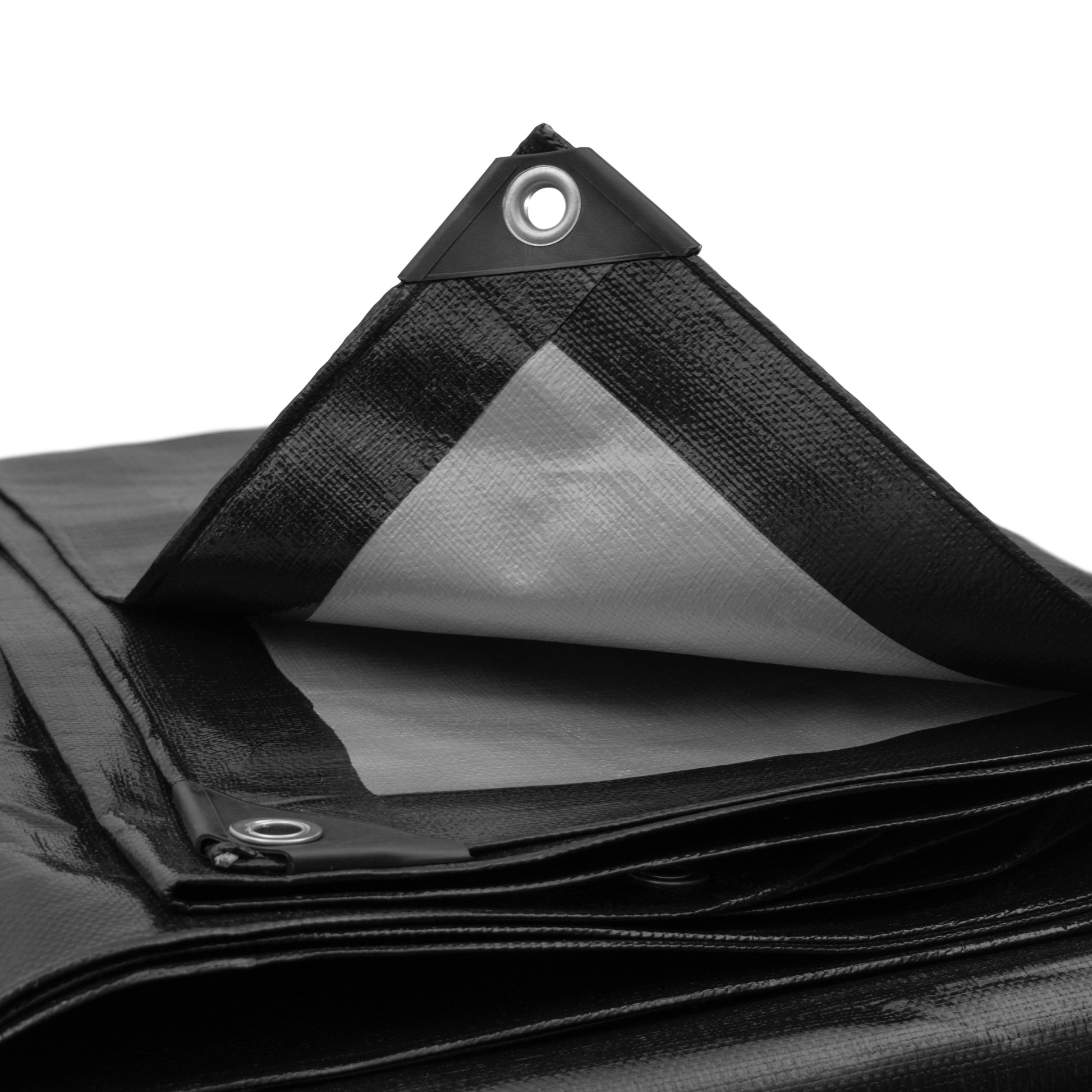 Black/Silver L-Grade Tarpaulin with 20 x 6" Bungee Balls (White) - Best4Trade-Retail Tarpaulins