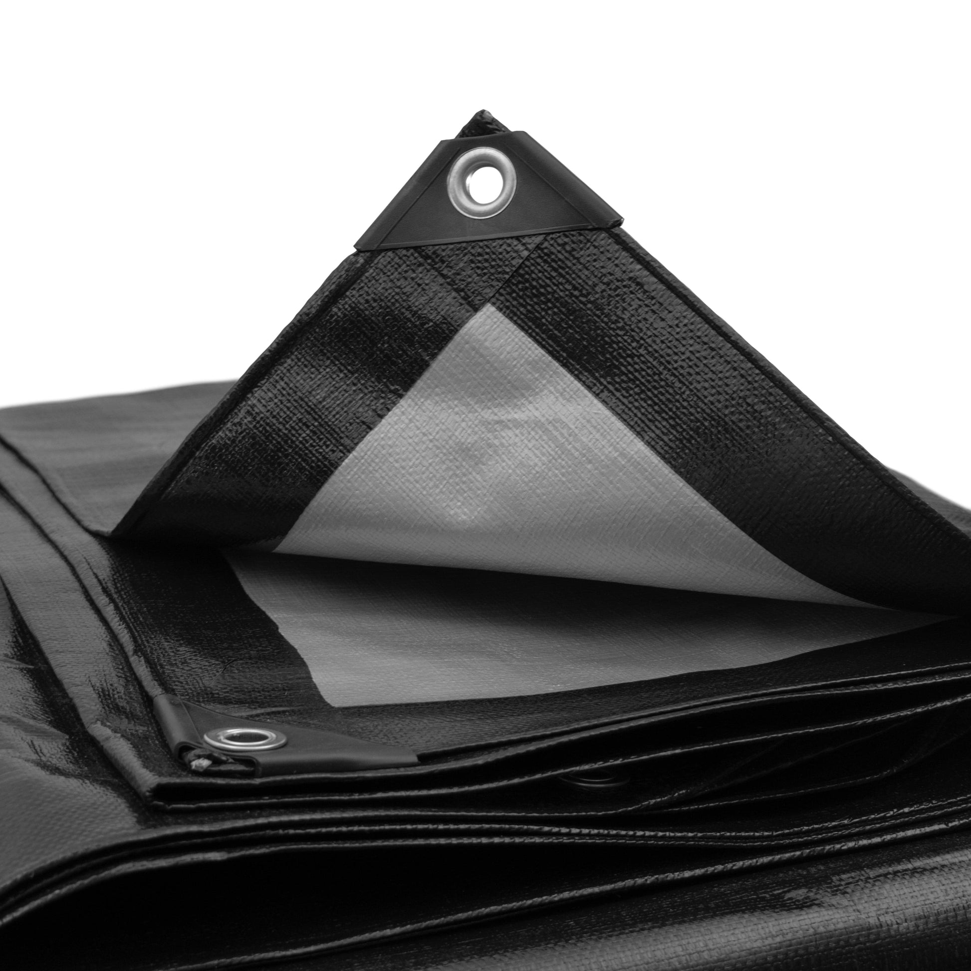 Black/Silver L-Grade Tarpaulin with 10m of 6mm Bungee Rope and 10 x Screw Type Tarp Clips - Best4Trade-Retail Tarpaulins
